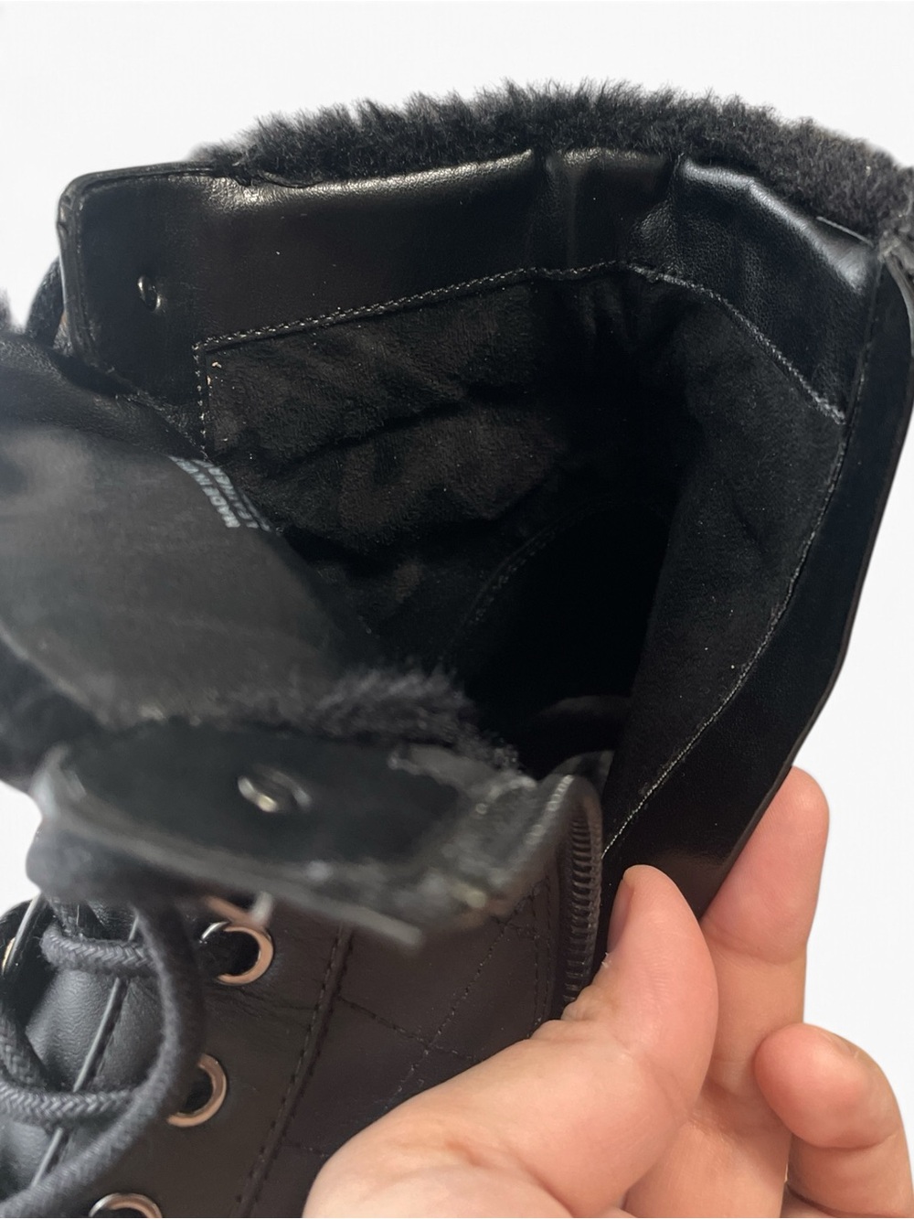 Michael Kors Leather Faux Fur Black Combat Boots size 7.5 - Picture 5 of 9